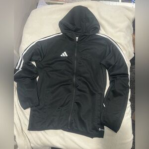 Adidas Black Performance Jacket with White Stripes